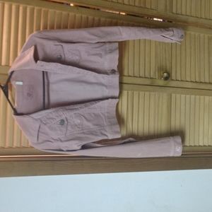 Pink Cropped Corduroy Jacket